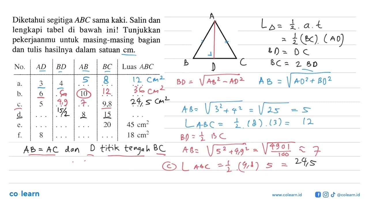 Diketahui segitiga A B C sama kaki. Salin dan lengkapi