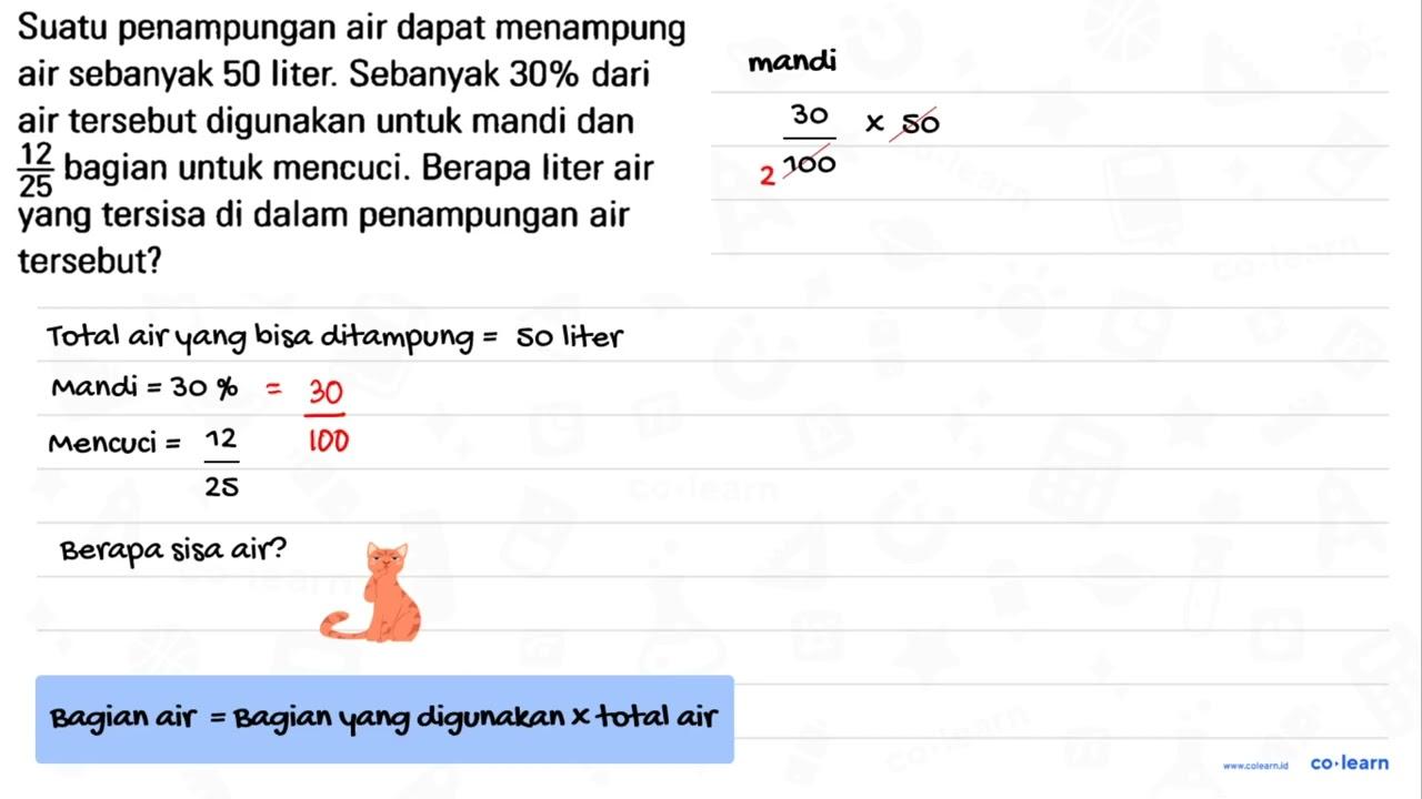 Suatu penampungan air dapat menampung air sebanyak 50