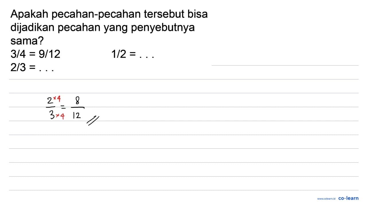 Apakah pecahan-pecahan tersebut bisa dijadikan pecahan yang