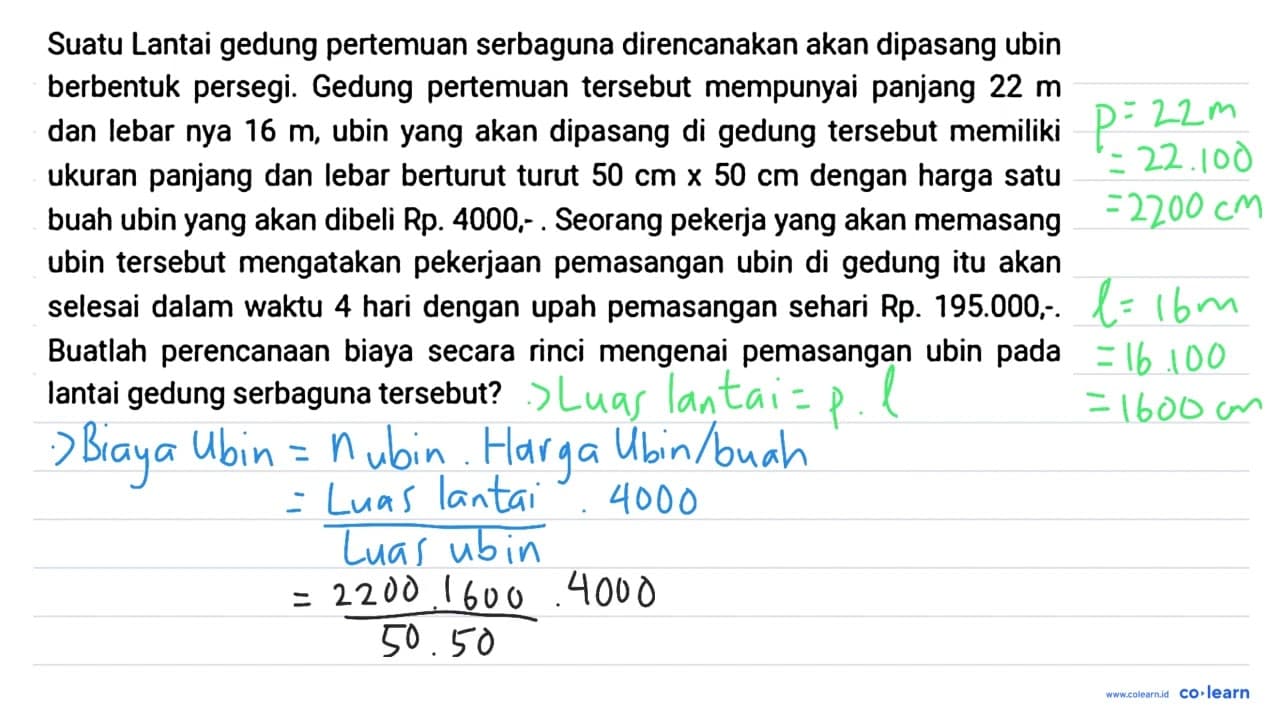 Suatu Lantai gedung pertemuan serbaguna direncanakan akan