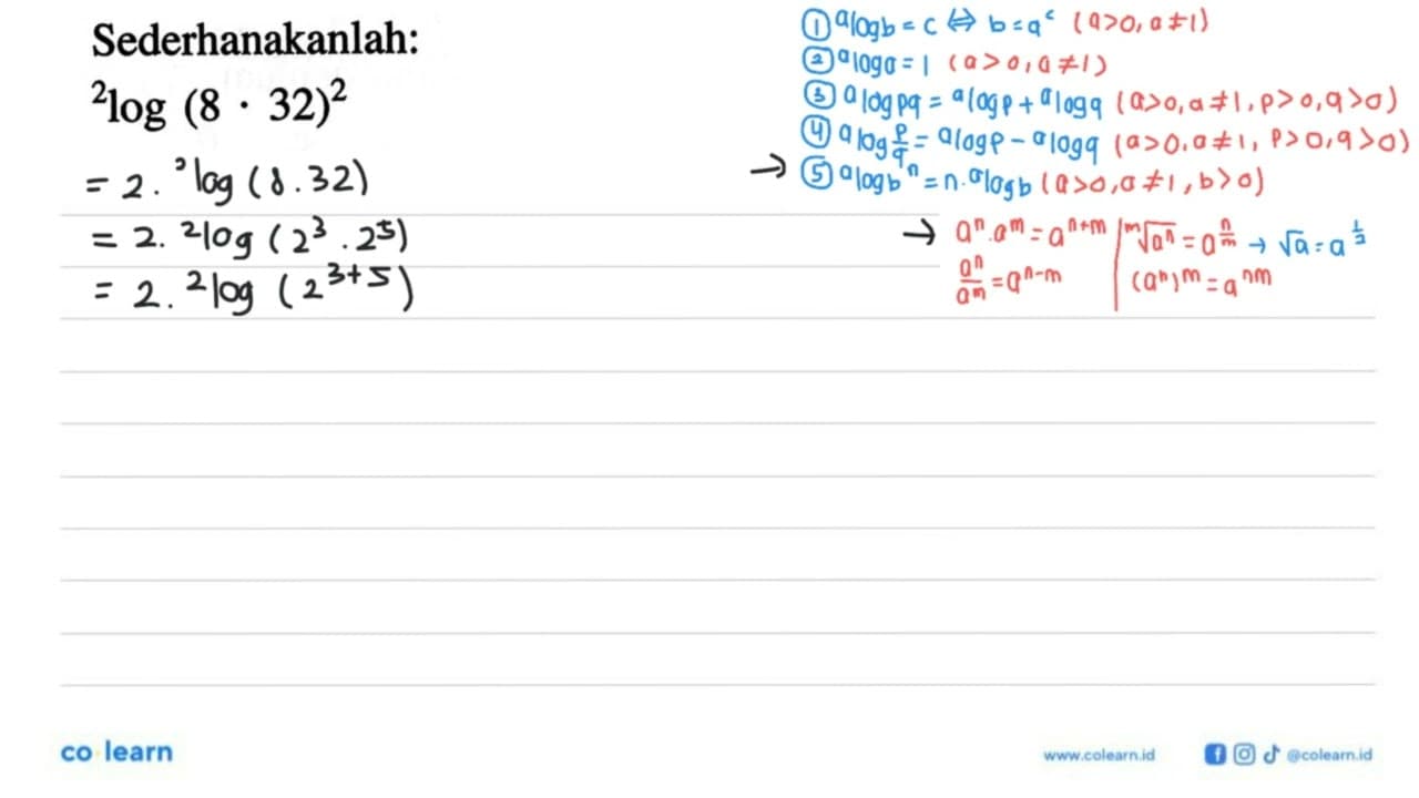 Sederhanakanlah: 2log(8.32)^2