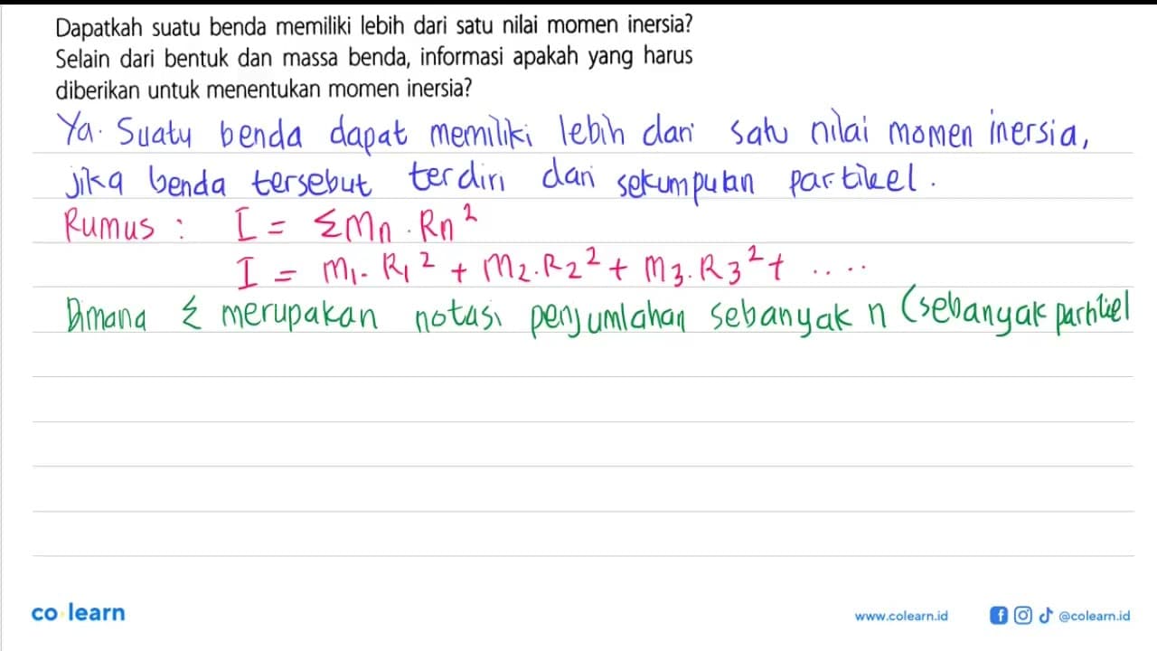 Dapatkah suatu benda memiliki lebih dari satu nilai momen