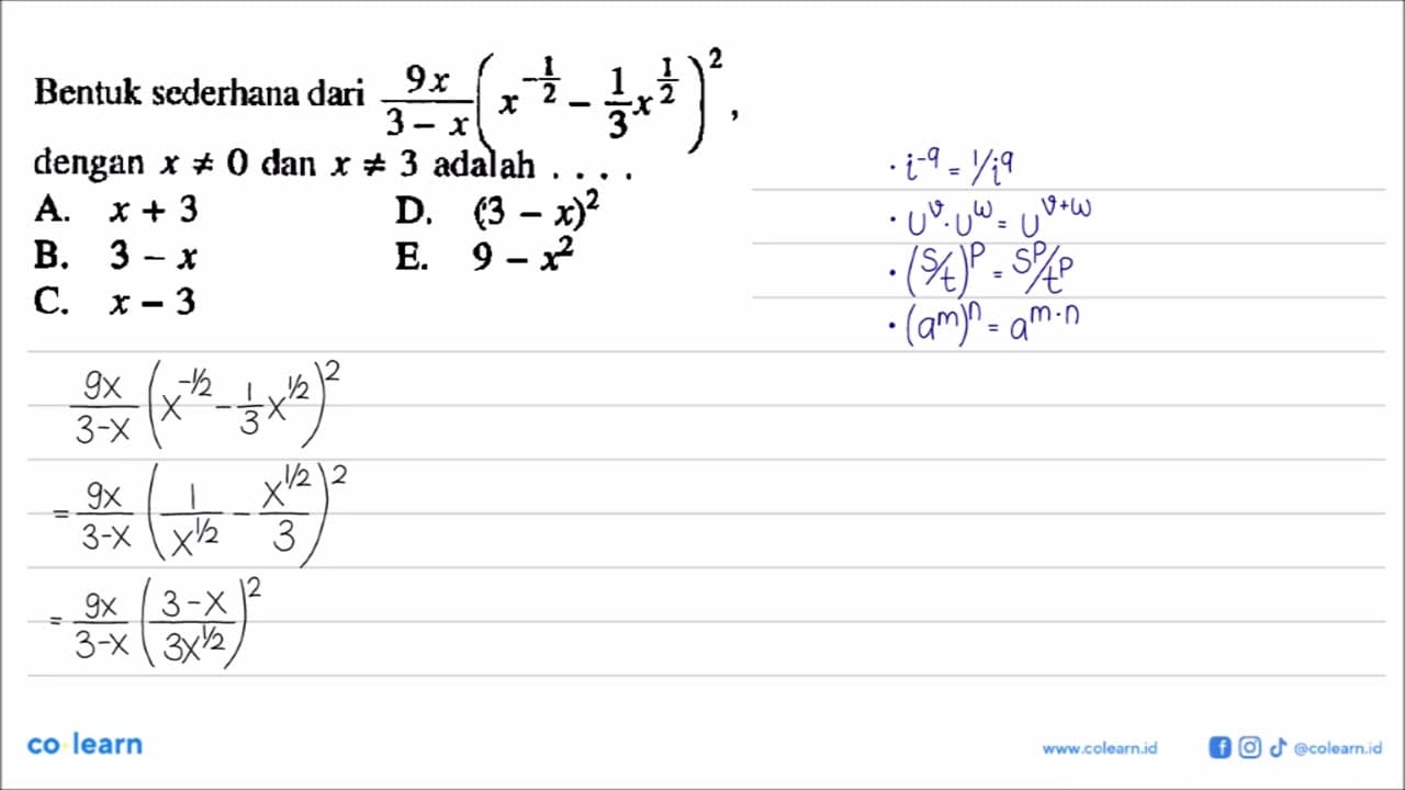 Bentuk sederhana dari (9x)/(3-x)