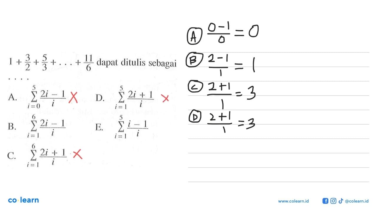 1+3/2+5/3+...+11/6 dapat ditulis sebagai ...