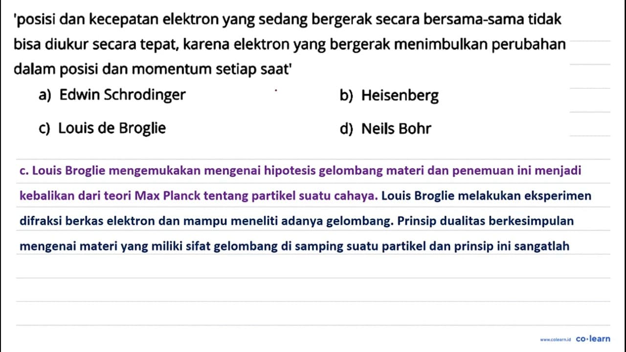 posisi dan kecepatan elektron yang sedang bergerak secara