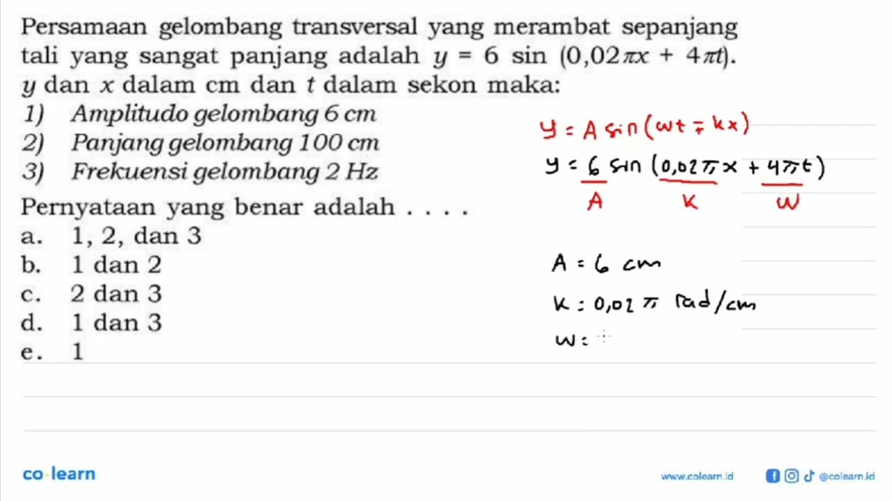 Persamaan gelombang transversal yang merambat sepanjangtali