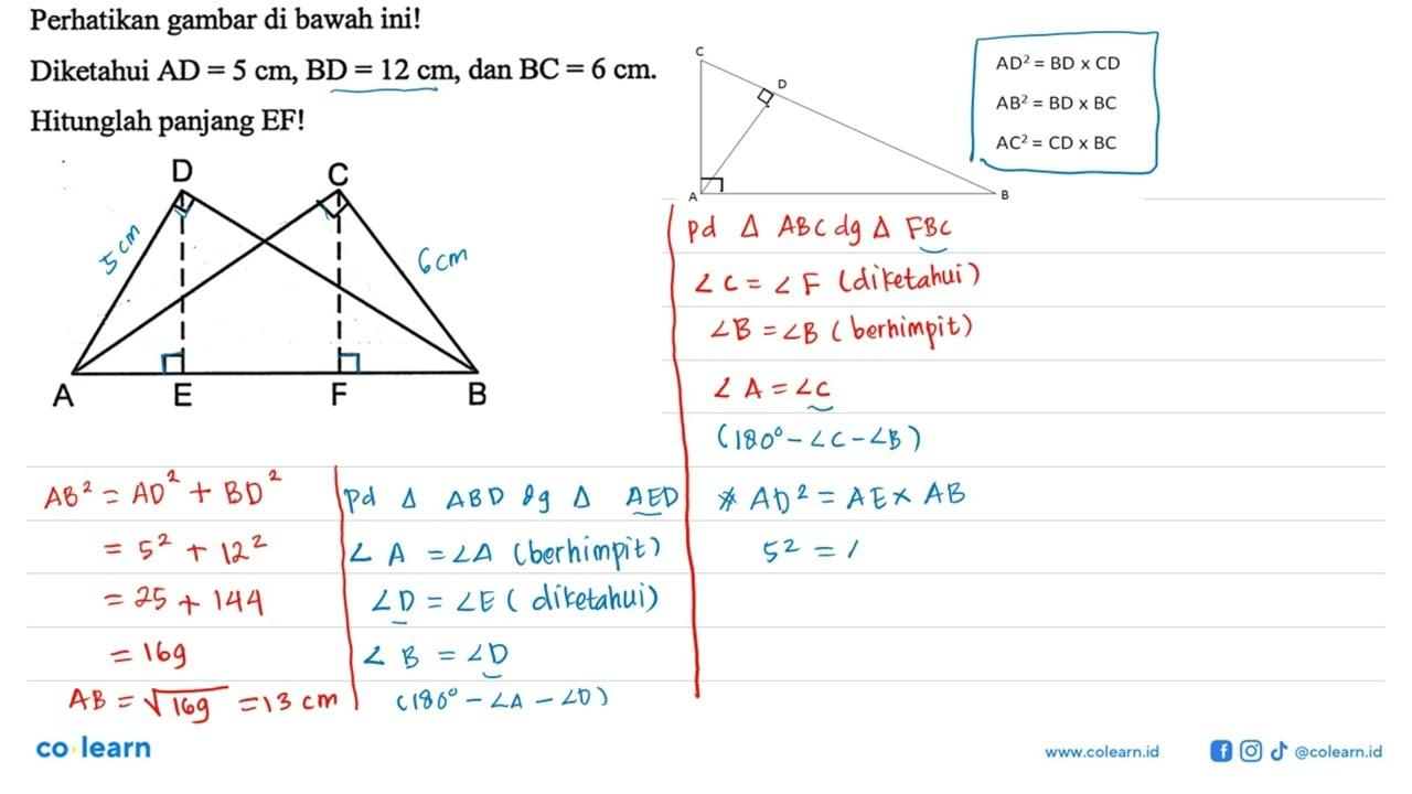 Perhatikan gambar di bawah ini!ADECFBDiketahui AD=5 cm,