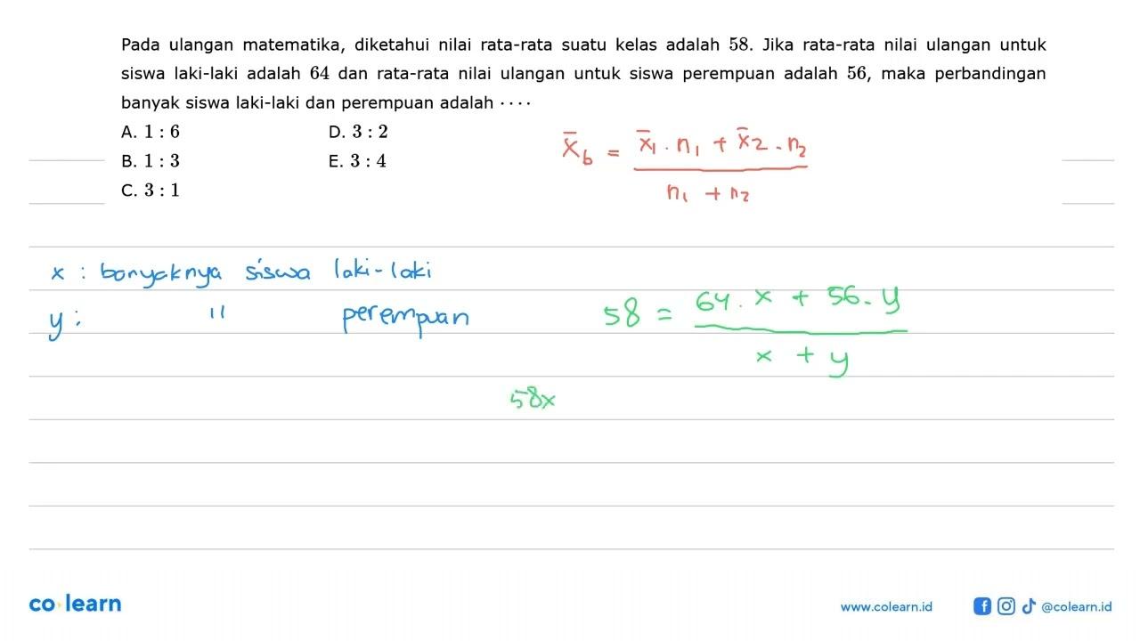 Pada ulangan matematika, diketahui nilai suatu kelas adalah