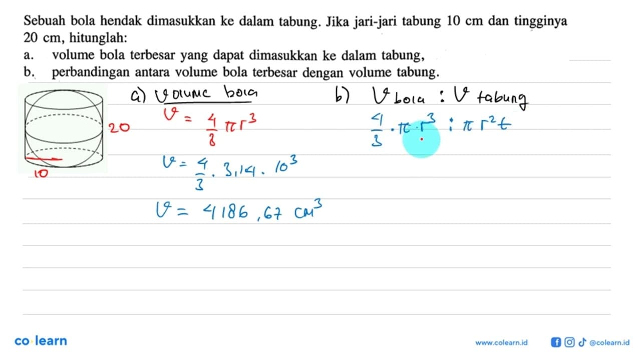 Sebuah bola hendak dimasukkan ke dalam tabung. Jika