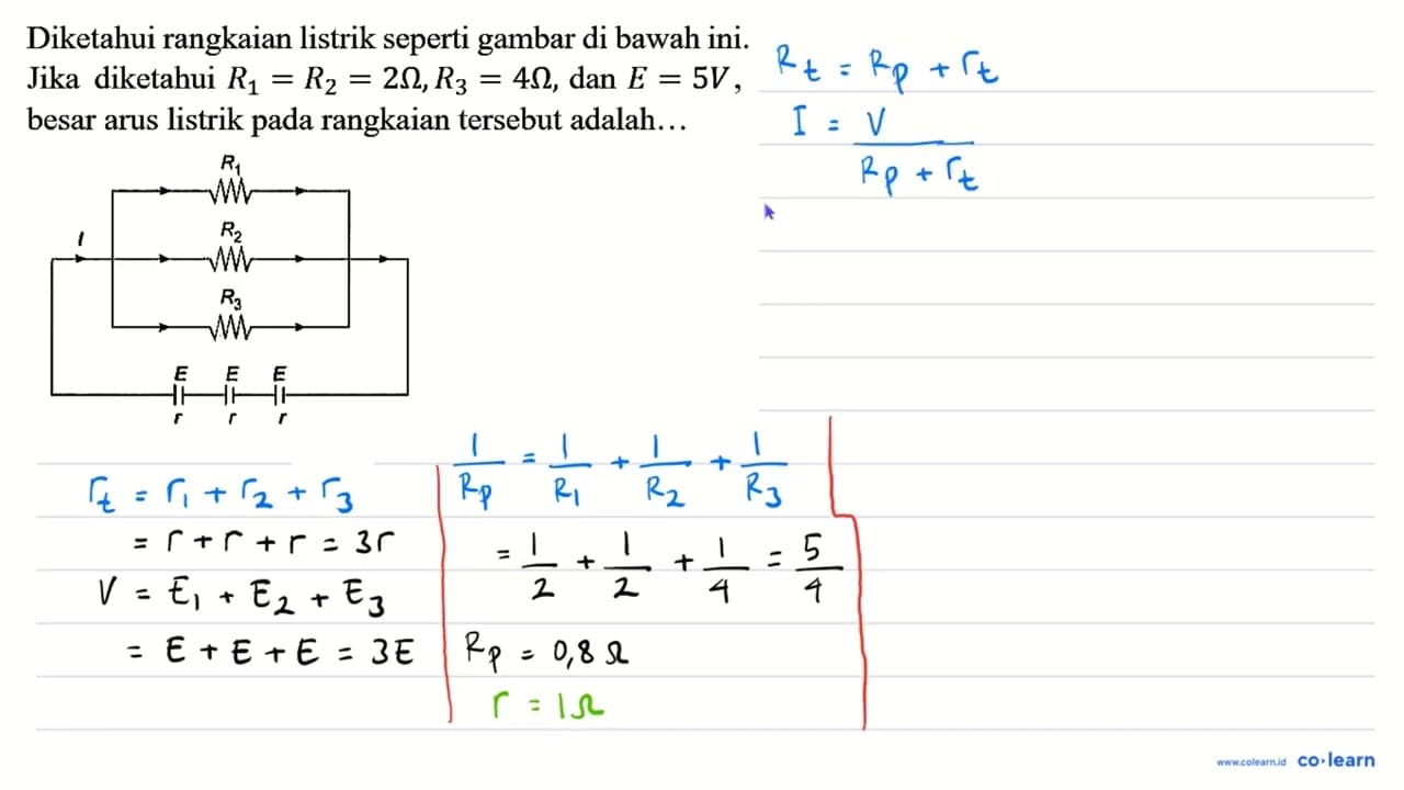 Diketahui rangkaian listrik seperti gambar di bawah ini.