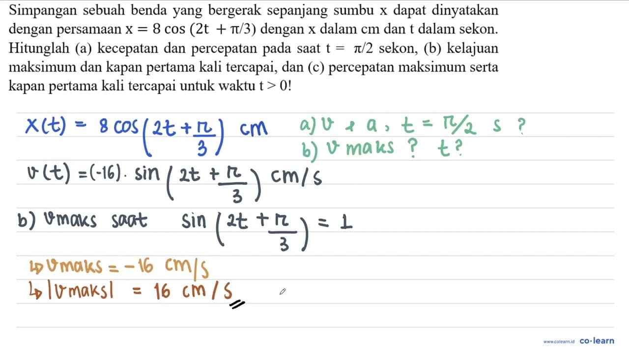 Simpangan sebuah benda yang bergerak sepanjang sumbu x