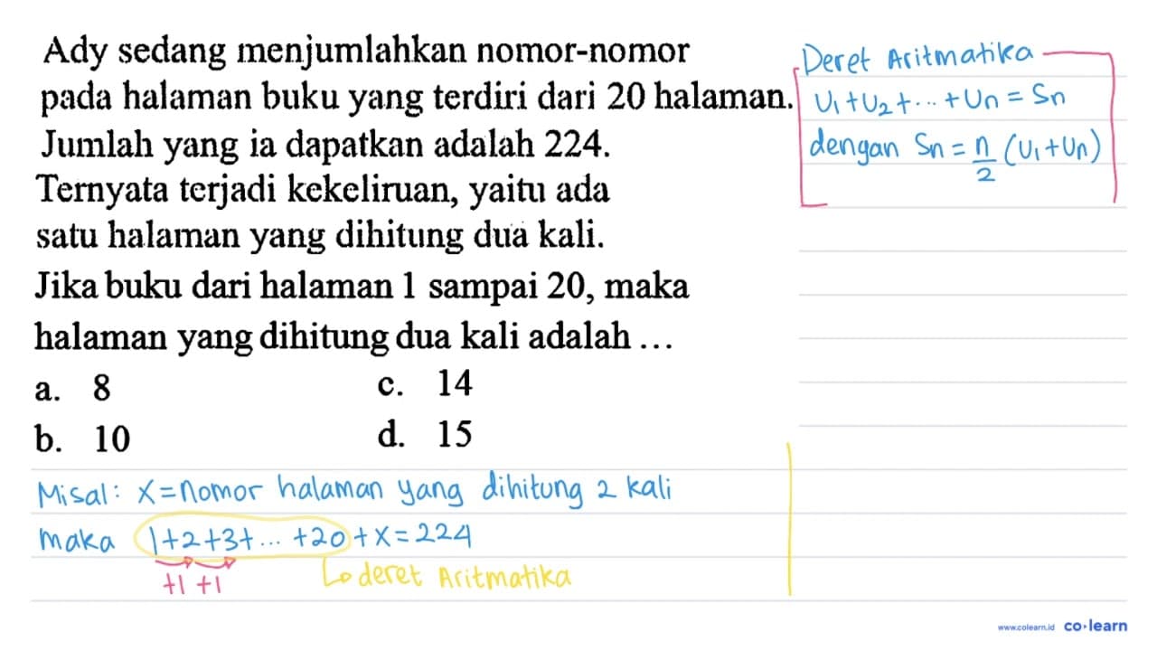 Ady sedang menjumlahkan nomor-nomor pada halaman buku yang