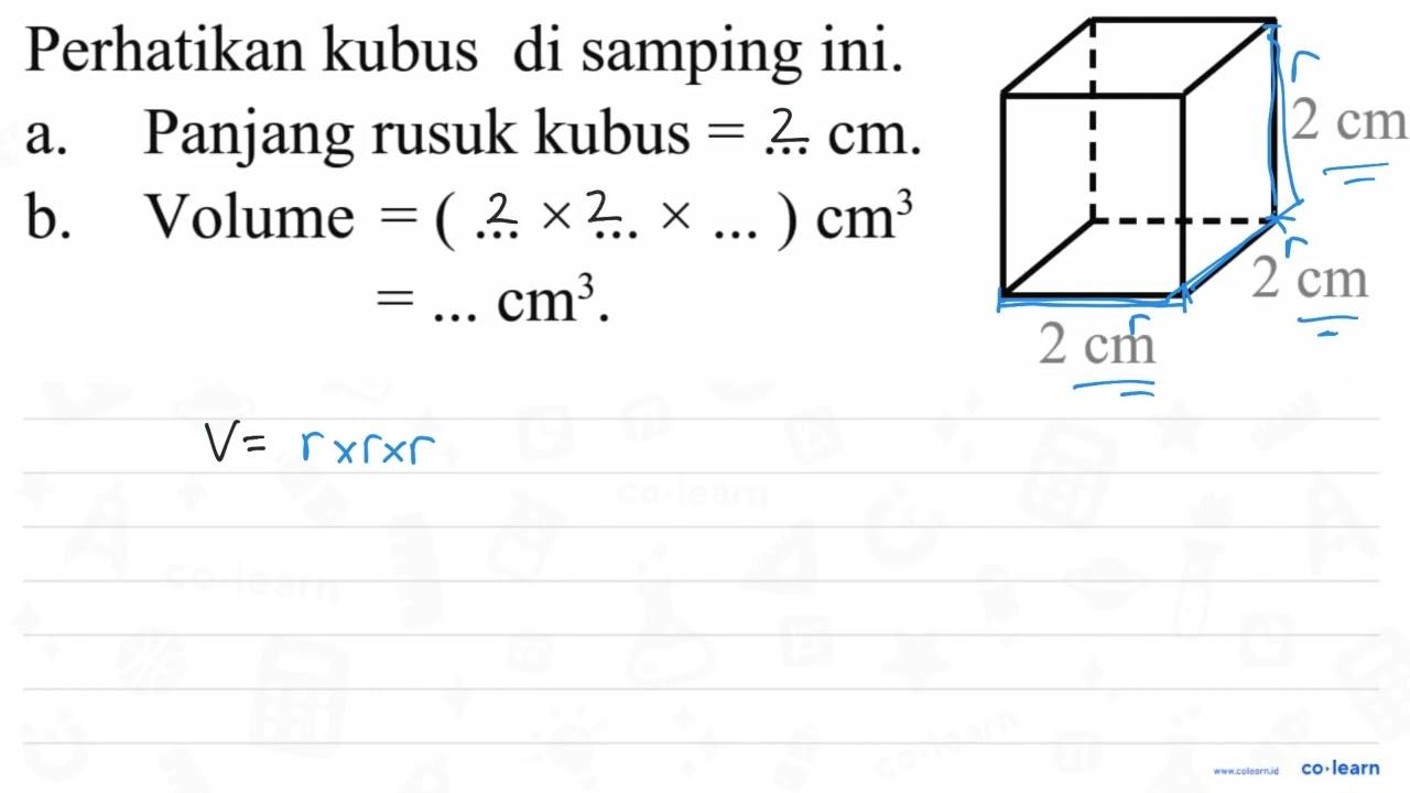 Perhatikan kubus di samping ini. a. Panjang rusuk kubus =