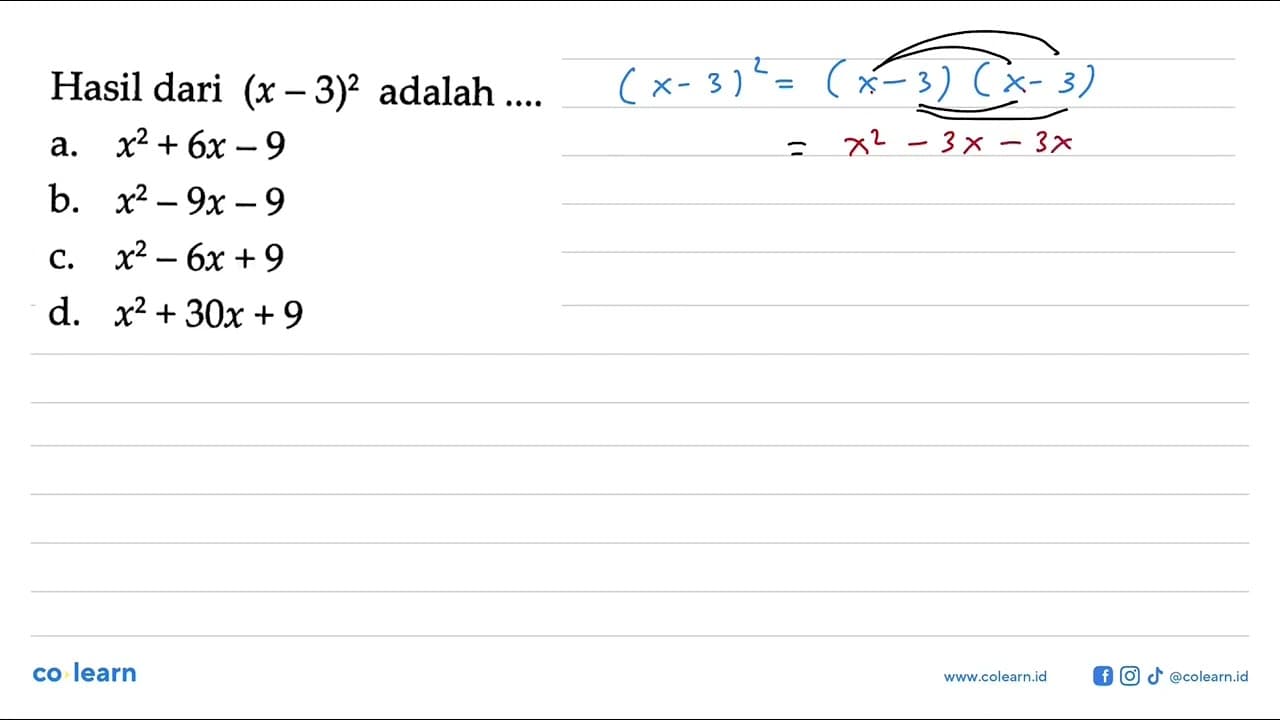 Hasil dari (x - 3)^2 adalah ...