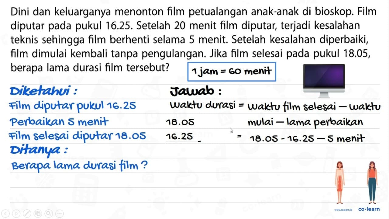 Dini dan keluarganya menonton film petualangan anak-anak di