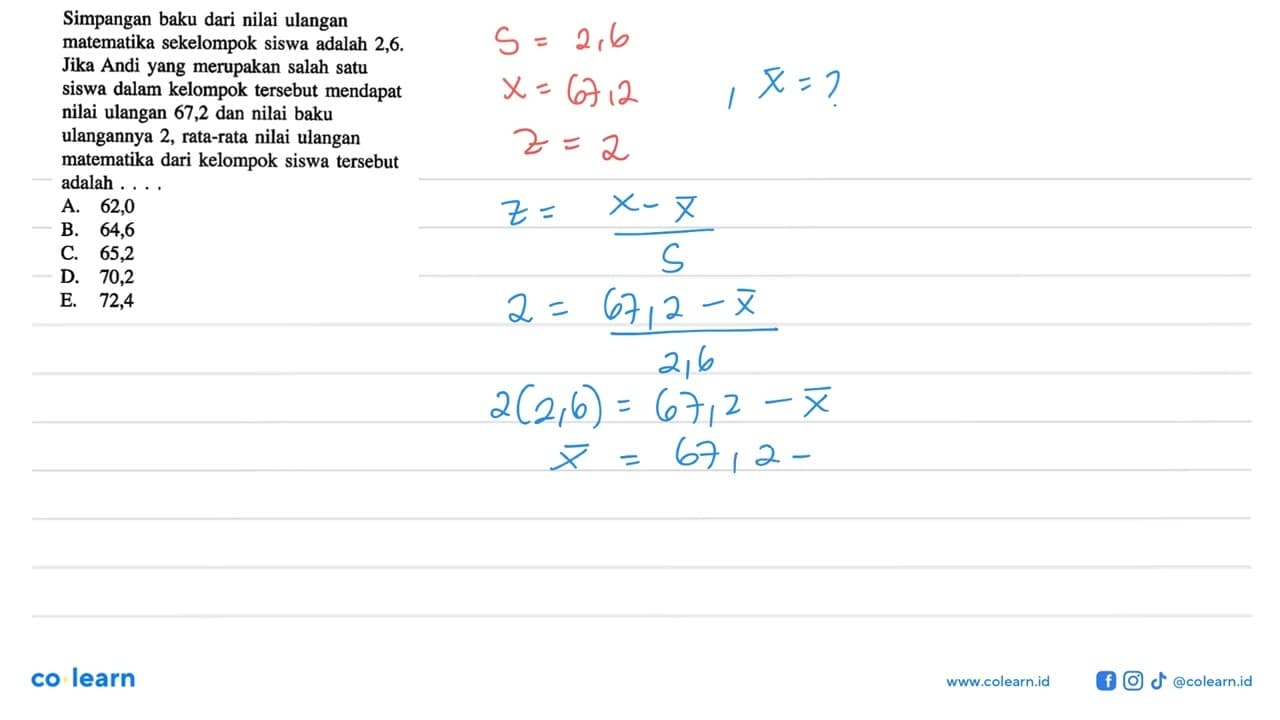 Simpangan baku dari nilai ulangan matematika sekelompok