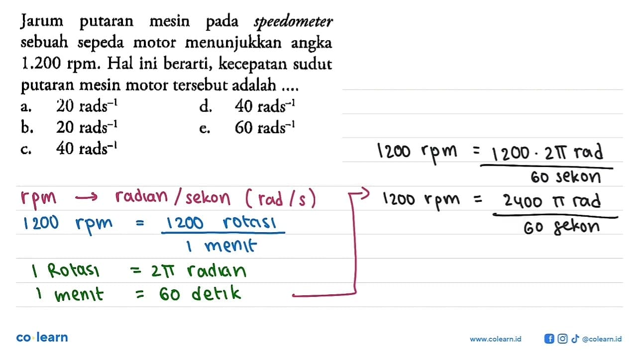 Jarum putaran mesin pada speedometer sebuah sepeda motor