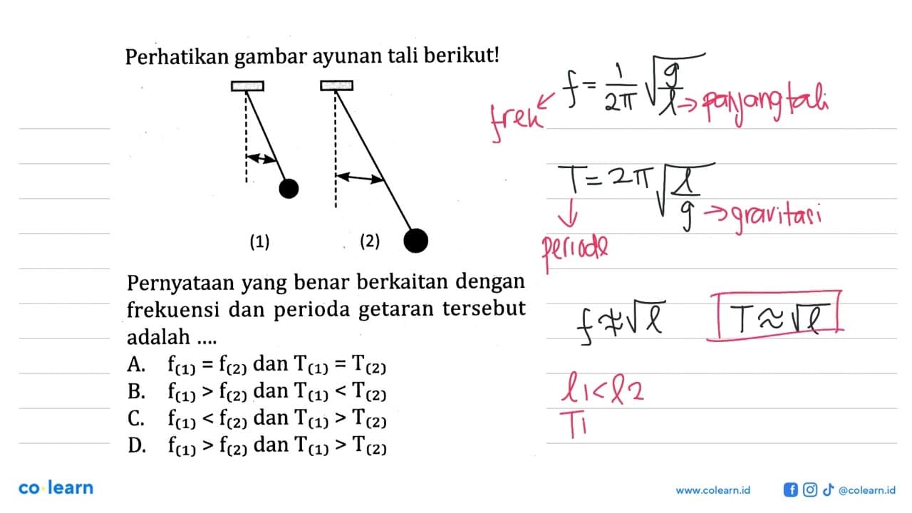 Perhatikan gambar ayunan tali berikut!(1)(2)Pernyataan yang