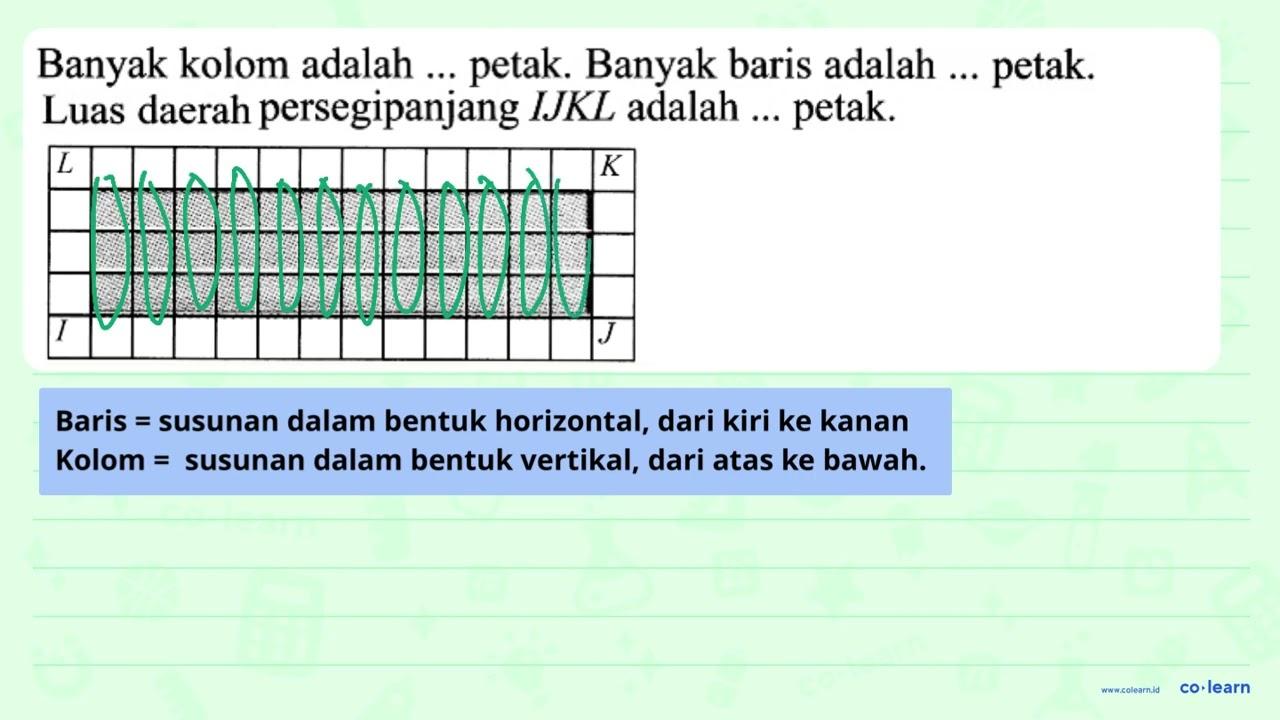 Banyak kolom adalah ... petak. Banyak baris adalah ...