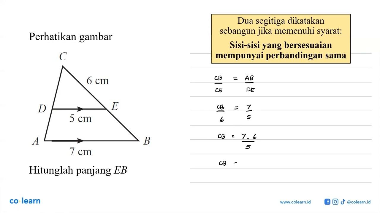 Perhatikan gambar. C 6cm D 5cm E A 7cm B. Hitunglah panjang