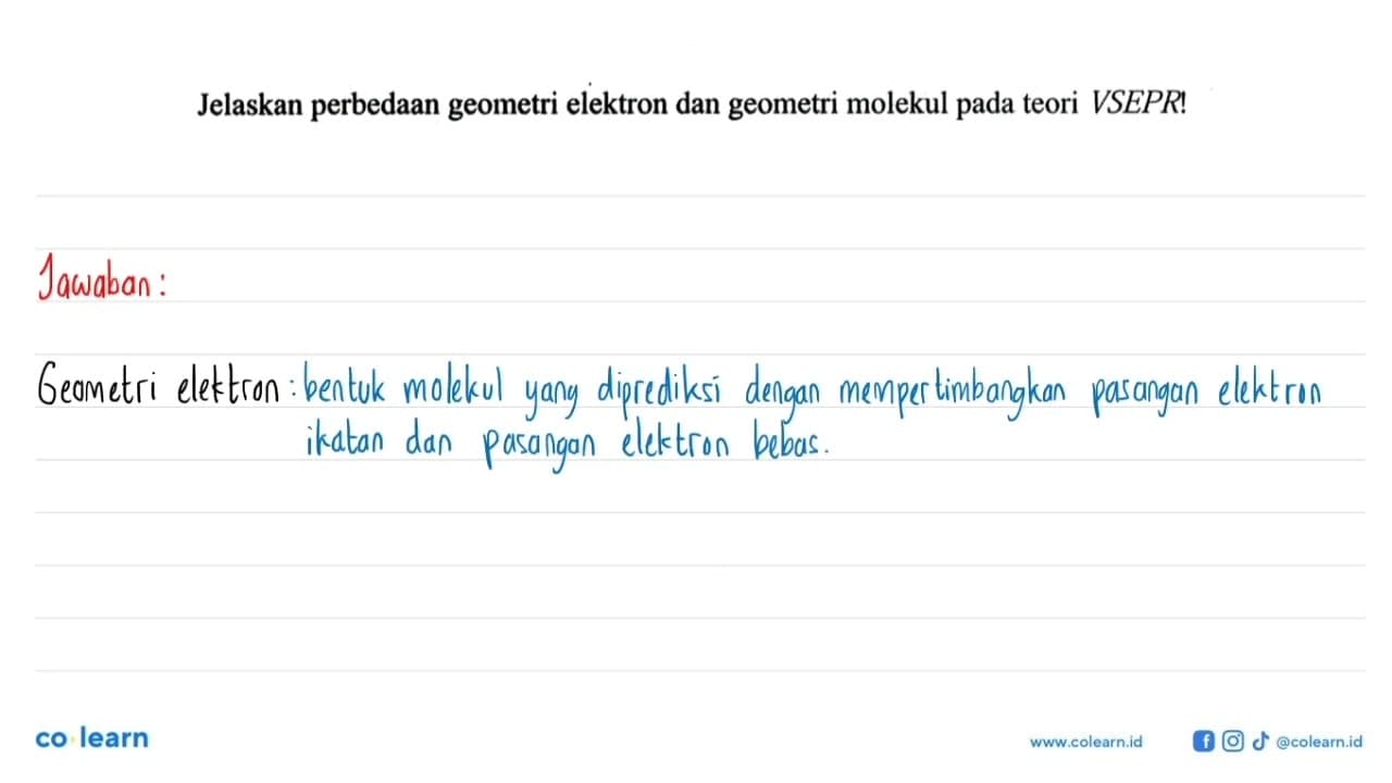 Jelaskan perbedaan geometri elektron dan geometri molekul