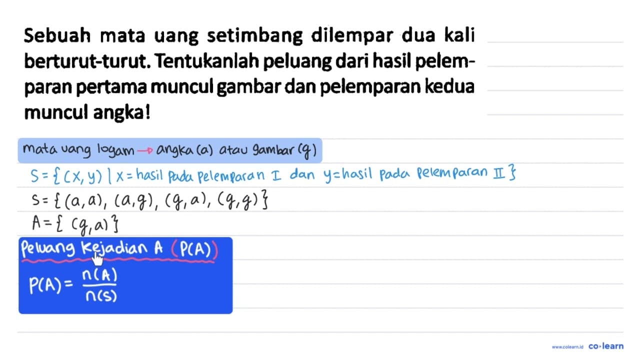 Sebuah mata uang setimbang dilempar dua kali