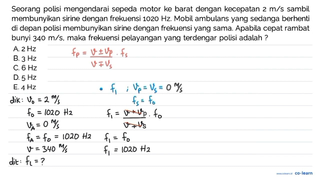 Seorang polisi mengendarai sepeda motor ke barat dengan