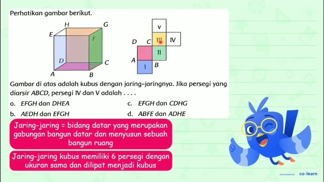 Perhatikan gambar berikut. Gambar di atas adalah kubus