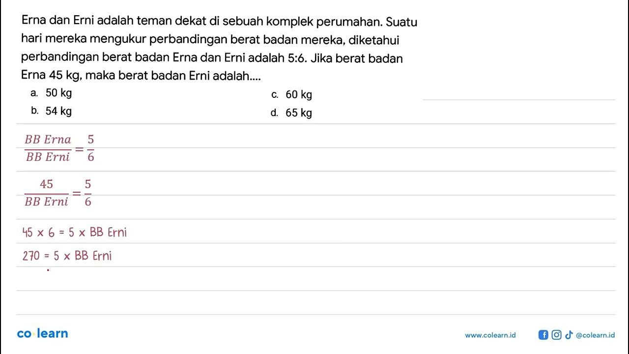 Erna dan Erni adalah teman dekat di sebuah komplek