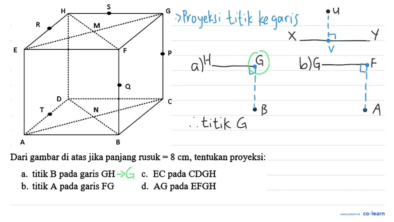 Dari gambar di atas jika panjang rusuk =8 cm , tentukan