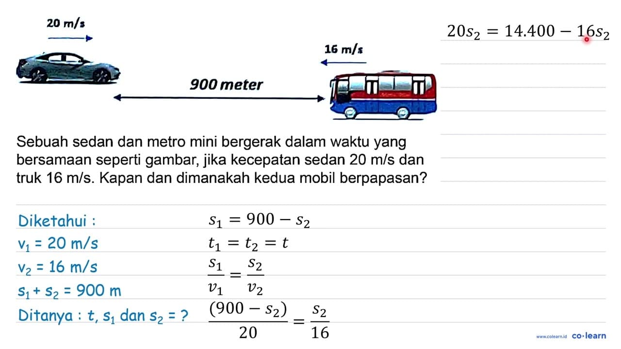 Sebuah sedan dan metro mini bergerak dalam waktu yang