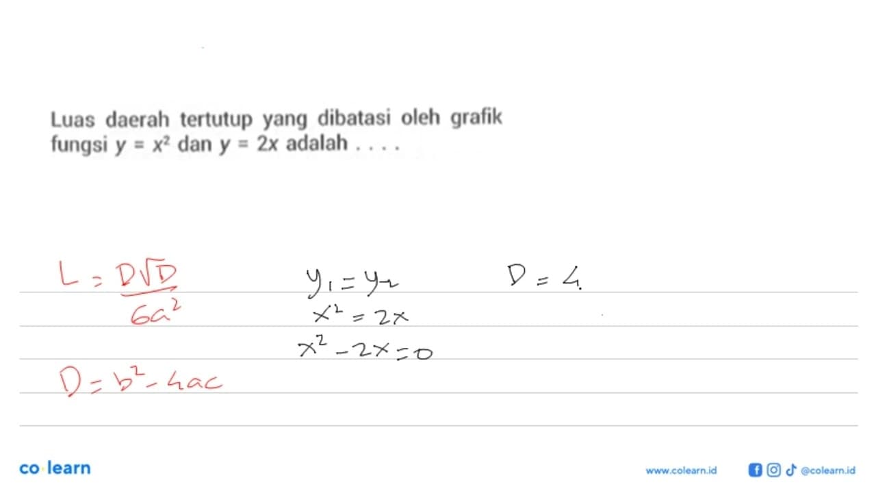 Luas daerah tertutup yang dibatasi oleh grafik fungsi y=x^2