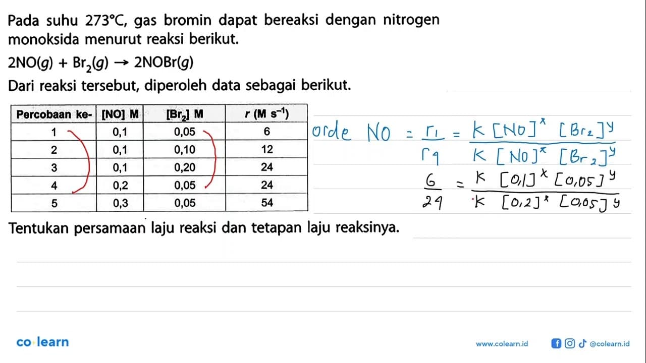 Pada suhu 273 C, gas bromin dapat bereaksi dengan nitrogen