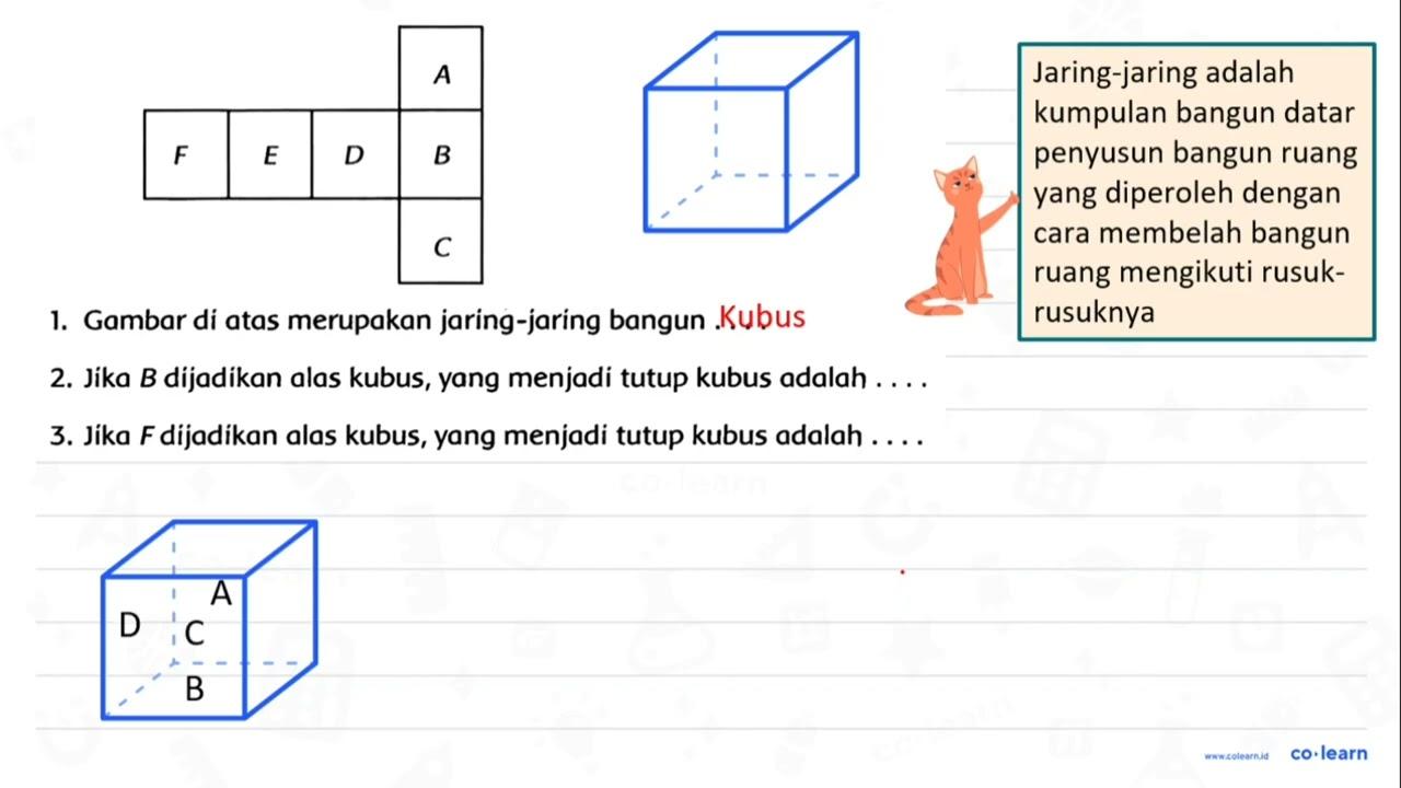 1. Gambar di atas merupakan jaring-jaring bangun .... 2.