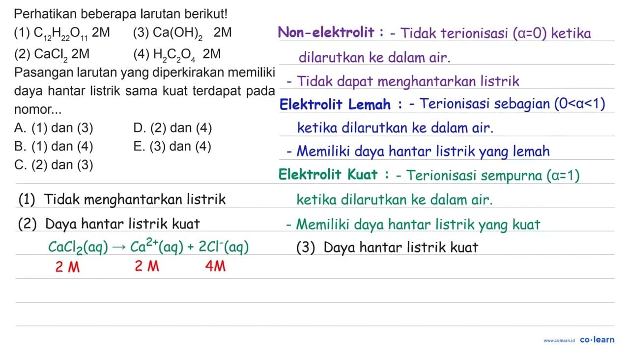 Perhatikan beberapa larutan berikut! (1) C12 H22) O11 2 M