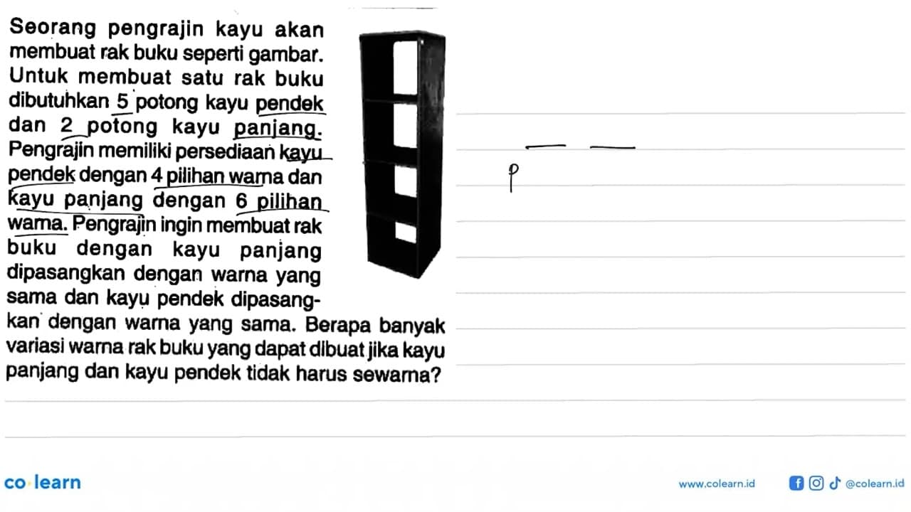 Seorang pengrajin kayu akan membuat rak buku seperti