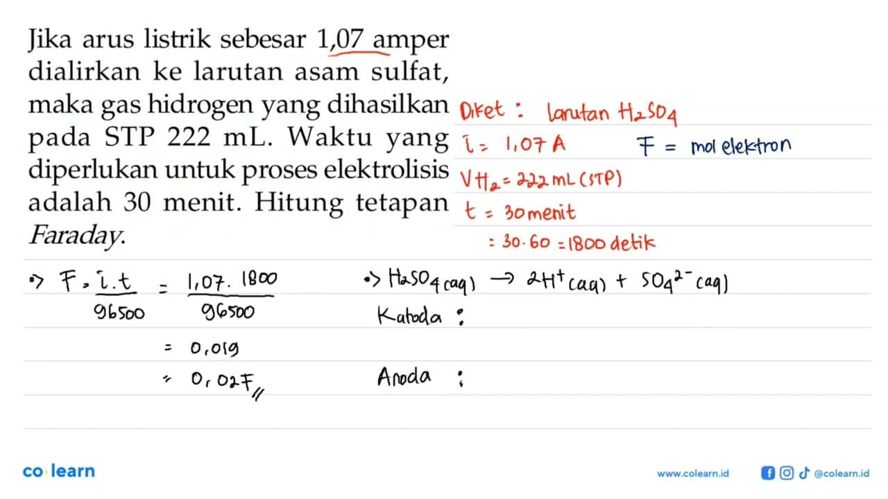 Jika arus listrik sebesar 1,07 amper dialirkan ke larutan