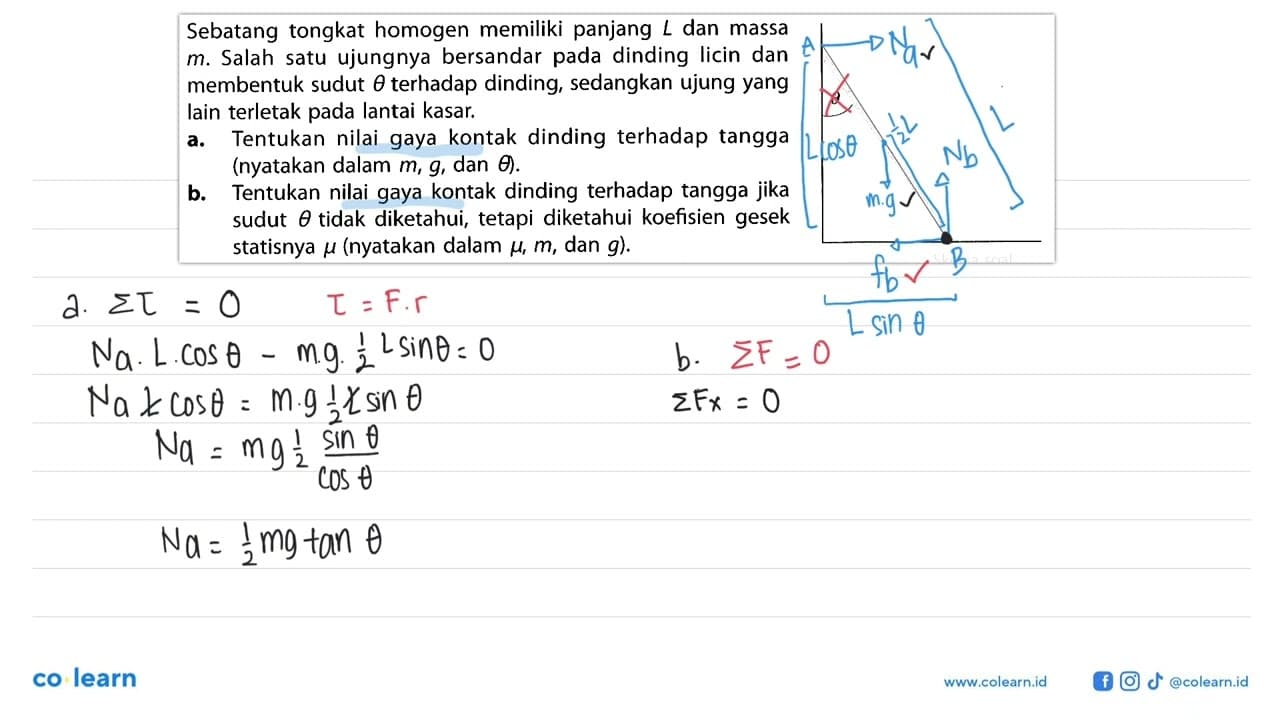 Sebatang tongkat homogen memiliki panjang L dan massa m.