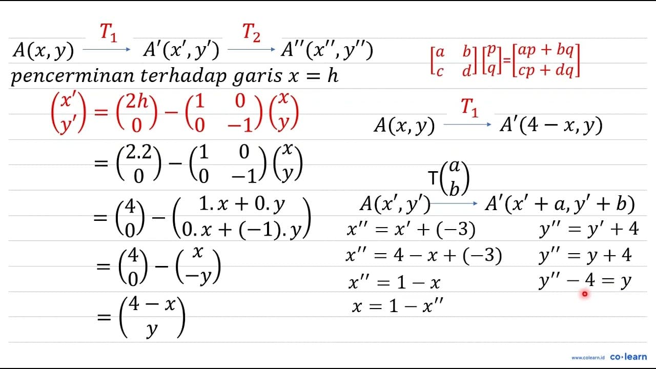 Persamaan bayangan lingkaran x^(2)+y^(2)=9 jika dicerminkan