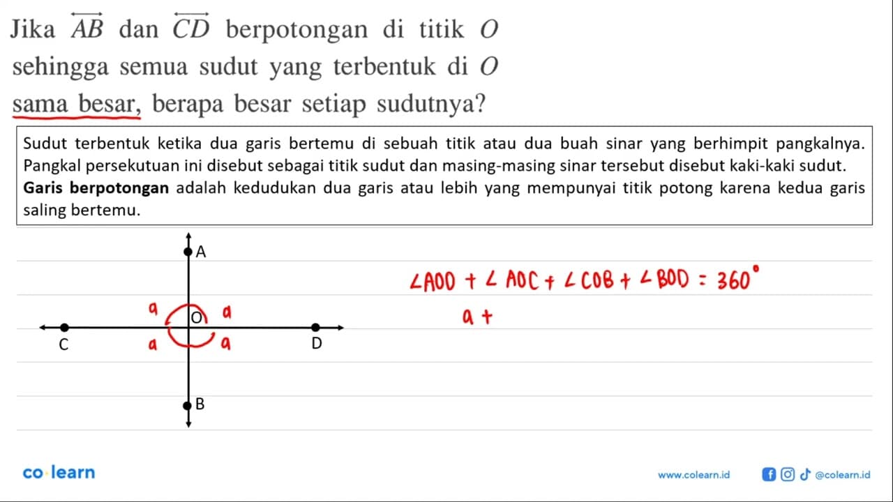 Jika vektor AB dan vektor CD berpotongan di titik O