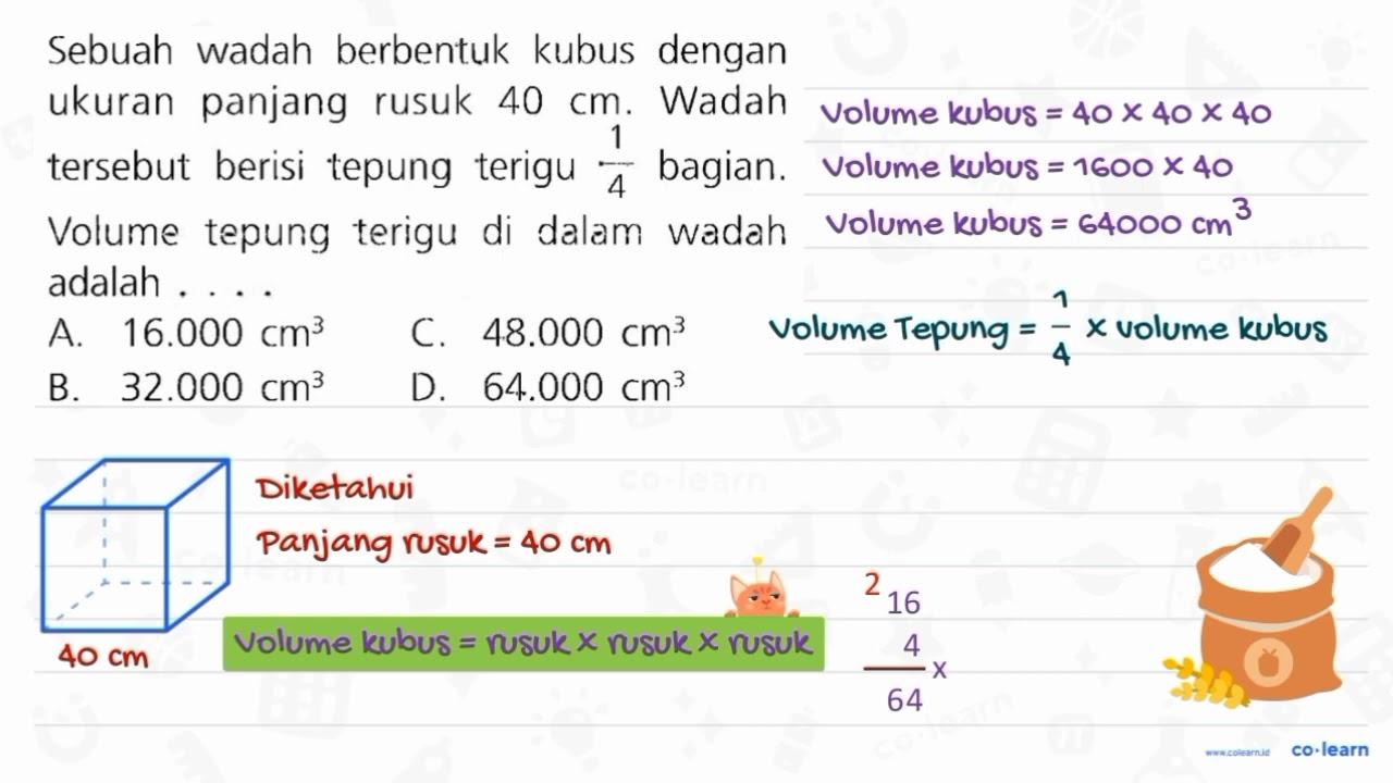 Sebuah wadah berbentuk kubus dengan ukuran panjang rusuk 40