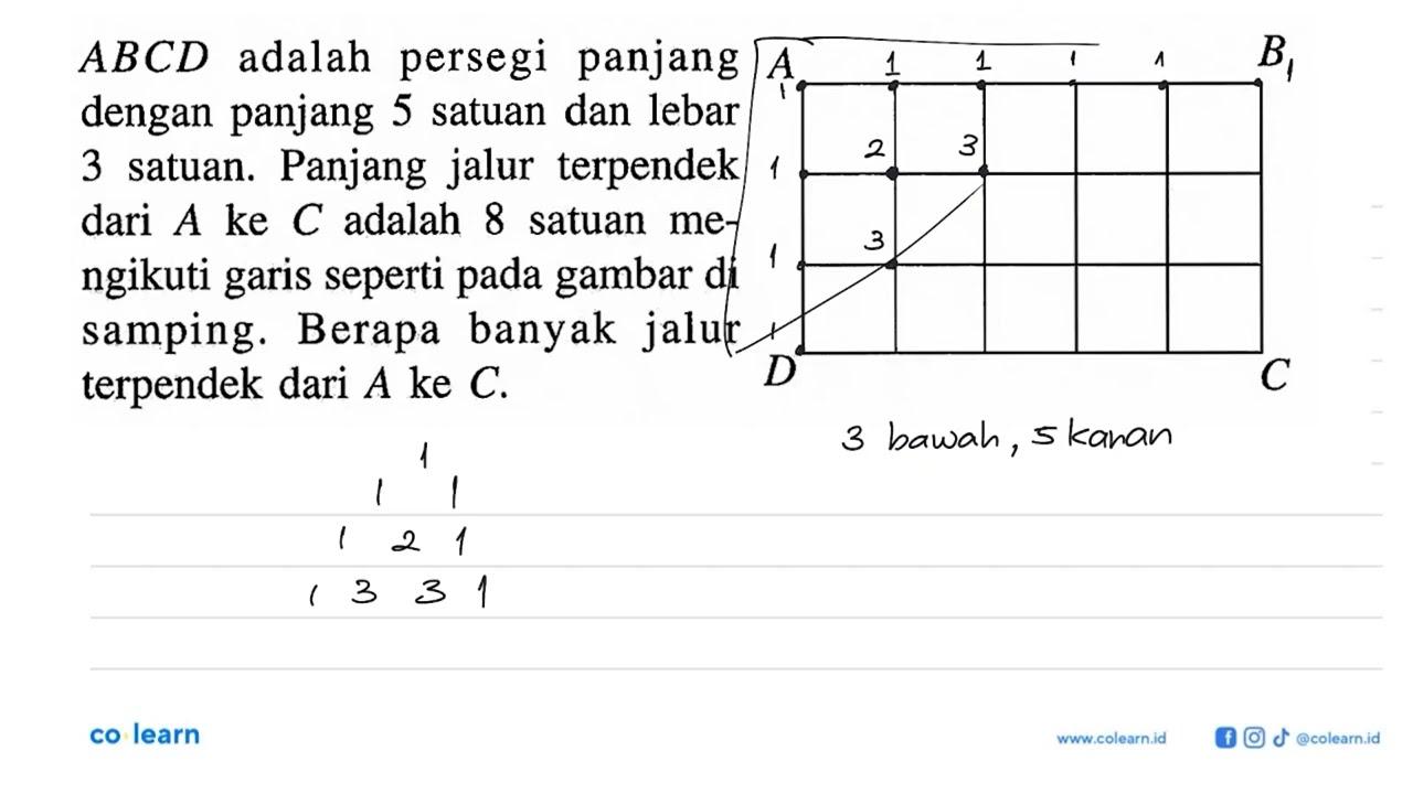 ABCD adalah persegi panjang A dengan panjang 5 satuan dan