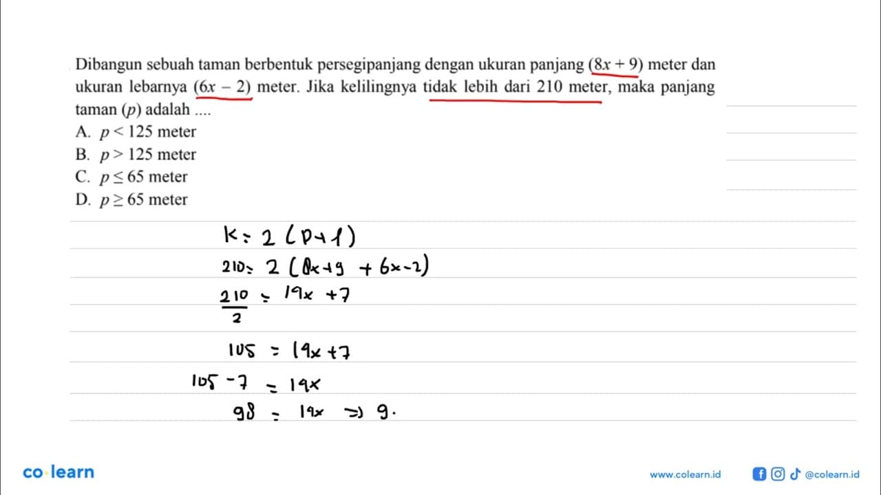 Dibangun sebuah taman berbentuk persegipanjang dengan