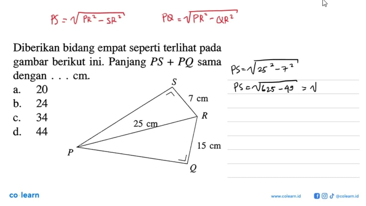 Diberikan bidang empat seperti terlihat pada gambar berikut