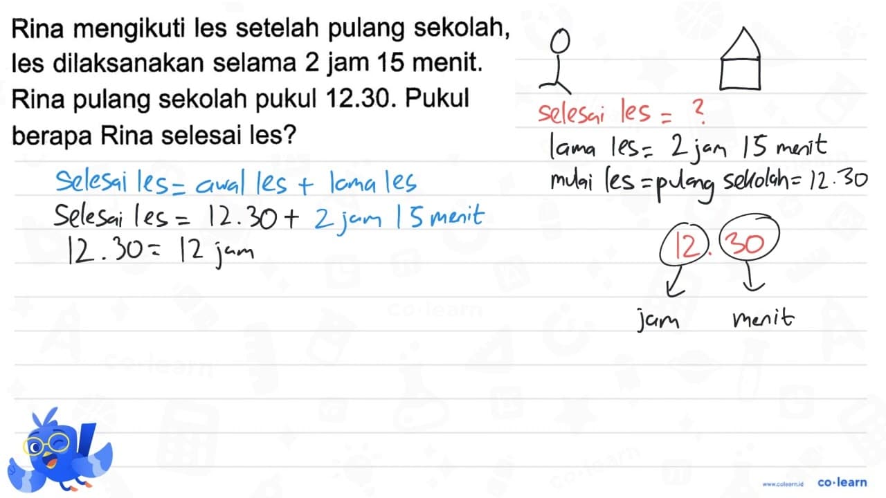 Rina mengikuti les setelah pulang sekolah, les dilaksanakan