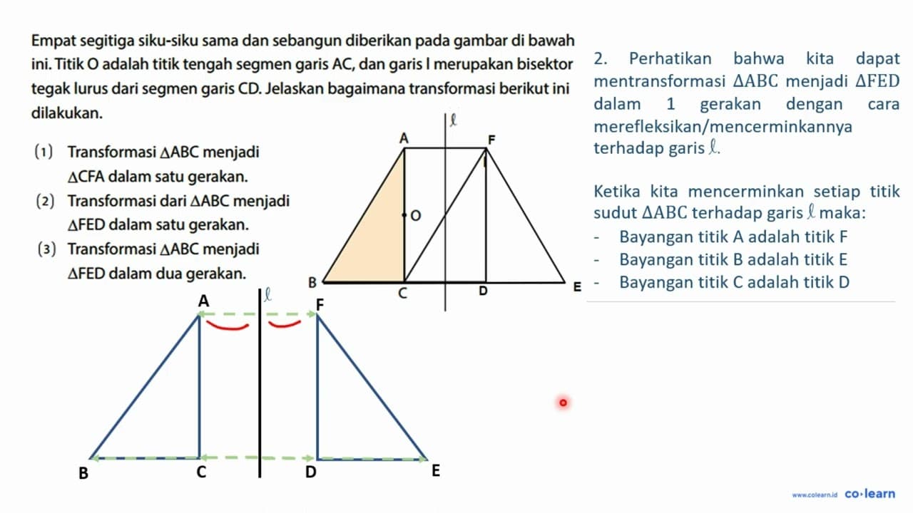 Empat segitiga siku-siku sama dan sebangun diberikan pada