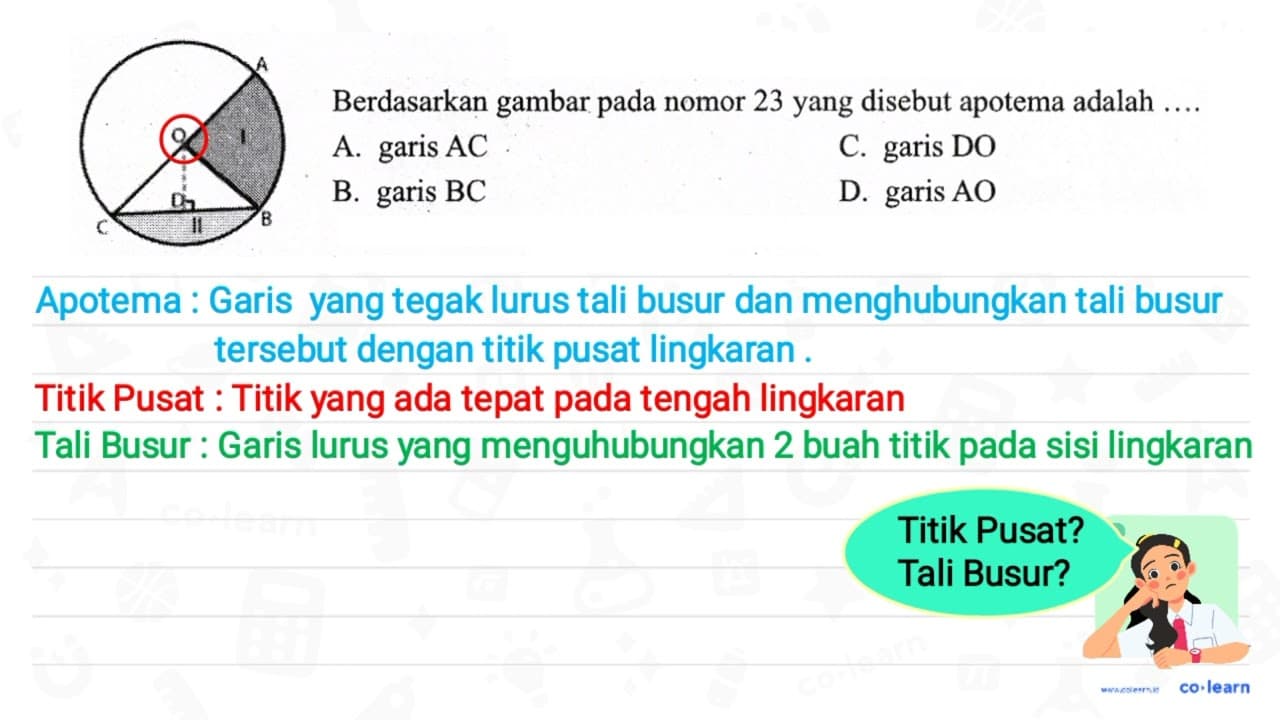 O = A B C D I II Berdasarkan gambar pada nomor 23 yang