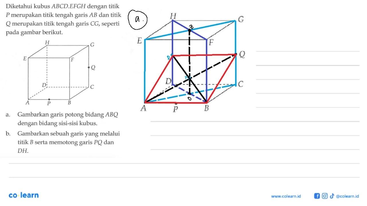 Diketahui kubus ABCD.EFGH dengan titik P merupakan titik
