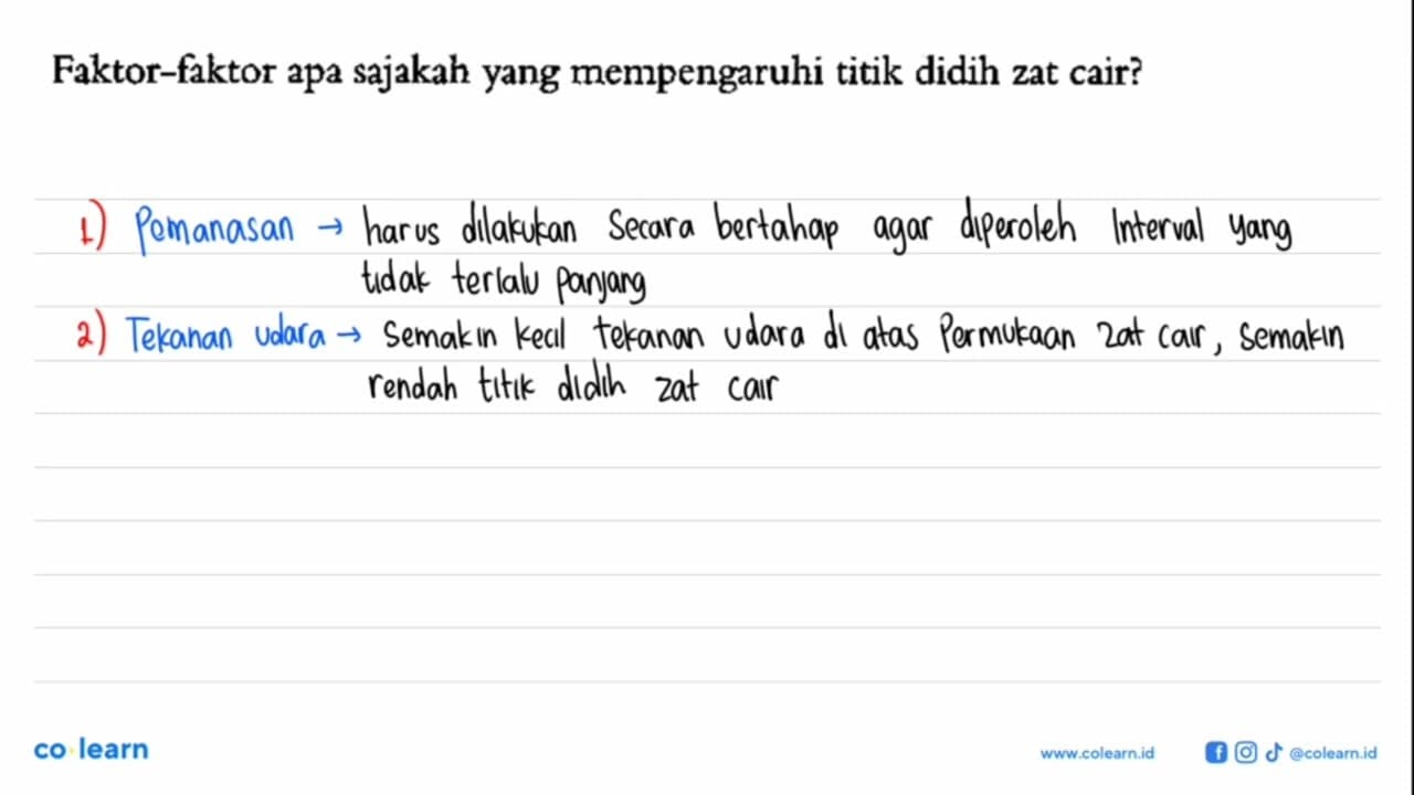 Faktor-faktor apa sajakah yang mempengaruhi titik didih zat