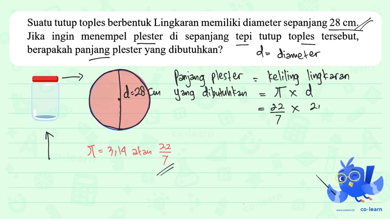 Suatu tutup toples berbentuk Lingkaran memiliki diameter